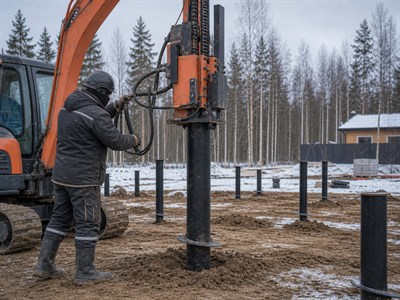 Завинчивание сваи